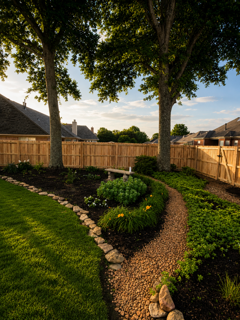 Cedar privacy fence along a residential backyard