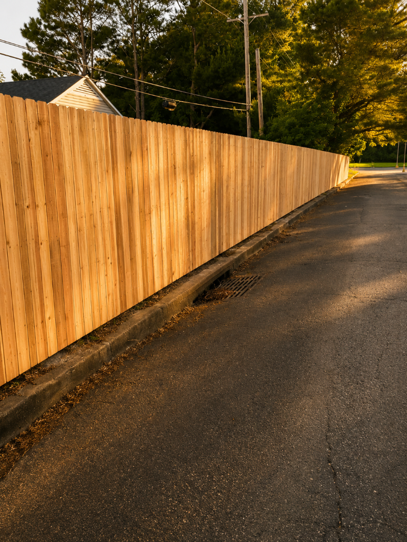 Cedar privacy fence along a residential backyard