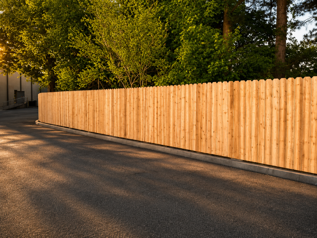 Cedar privacy fence along a residential backyard