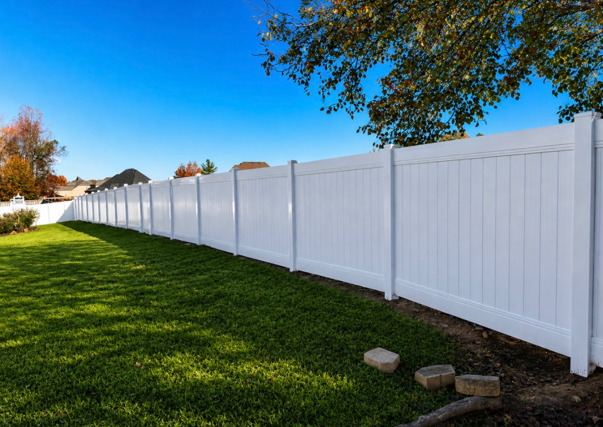 Vinyl fence installed near Walls