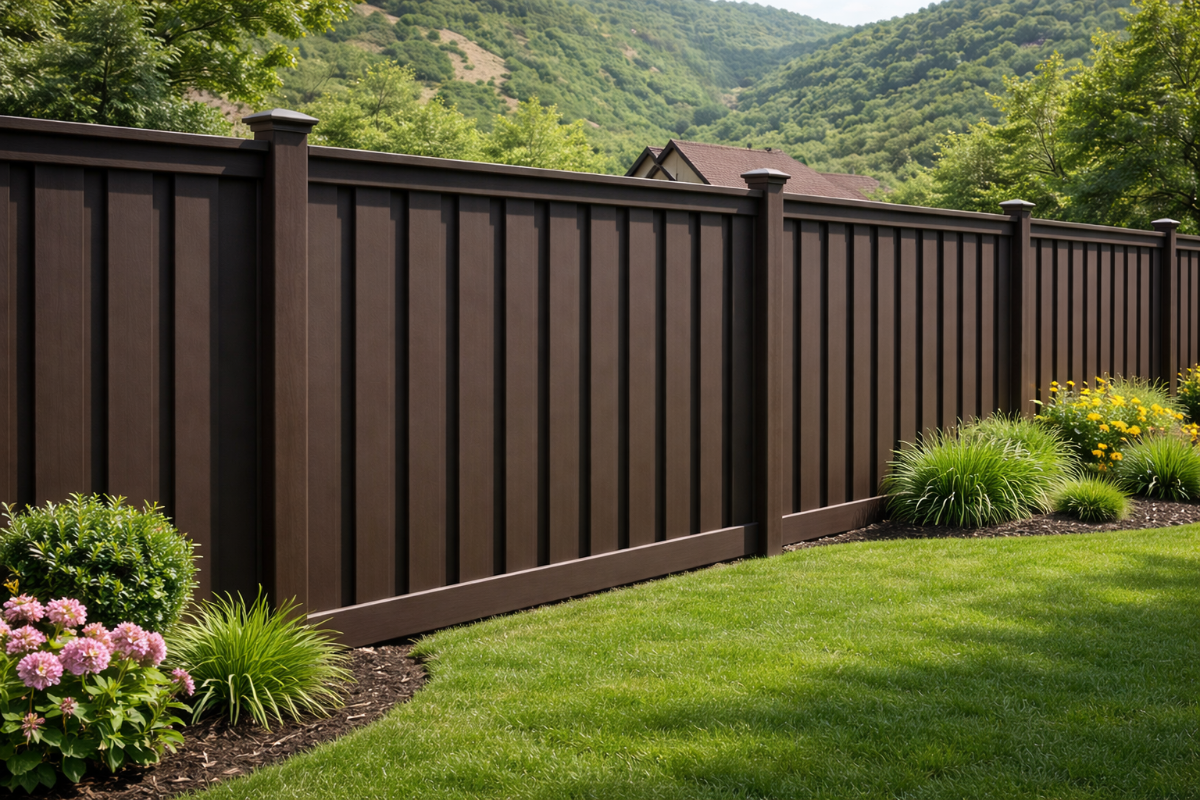Composite board-on-board fence with cap-and-trim top
