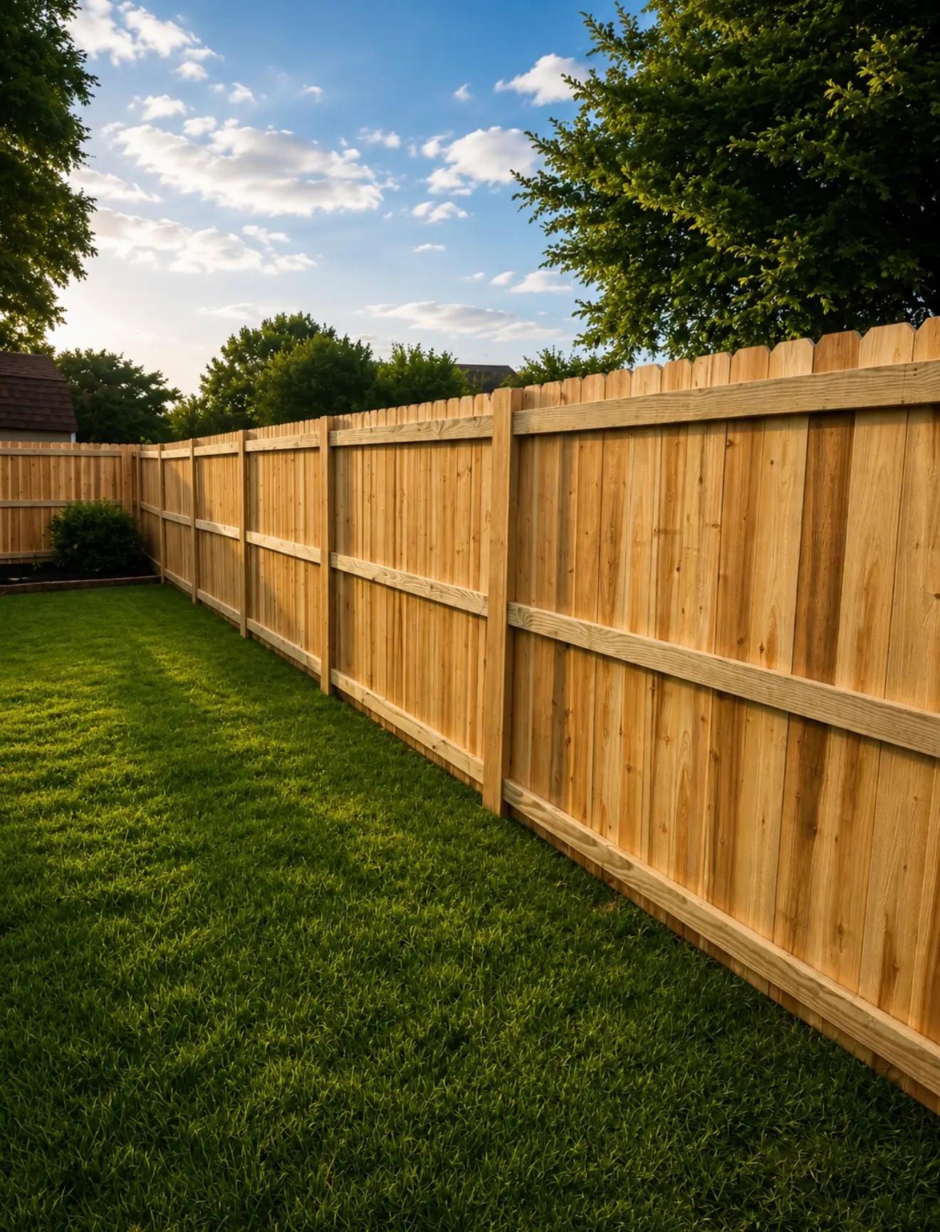 Cedar privacy fence installed in a Southaven, Mississippi backyard